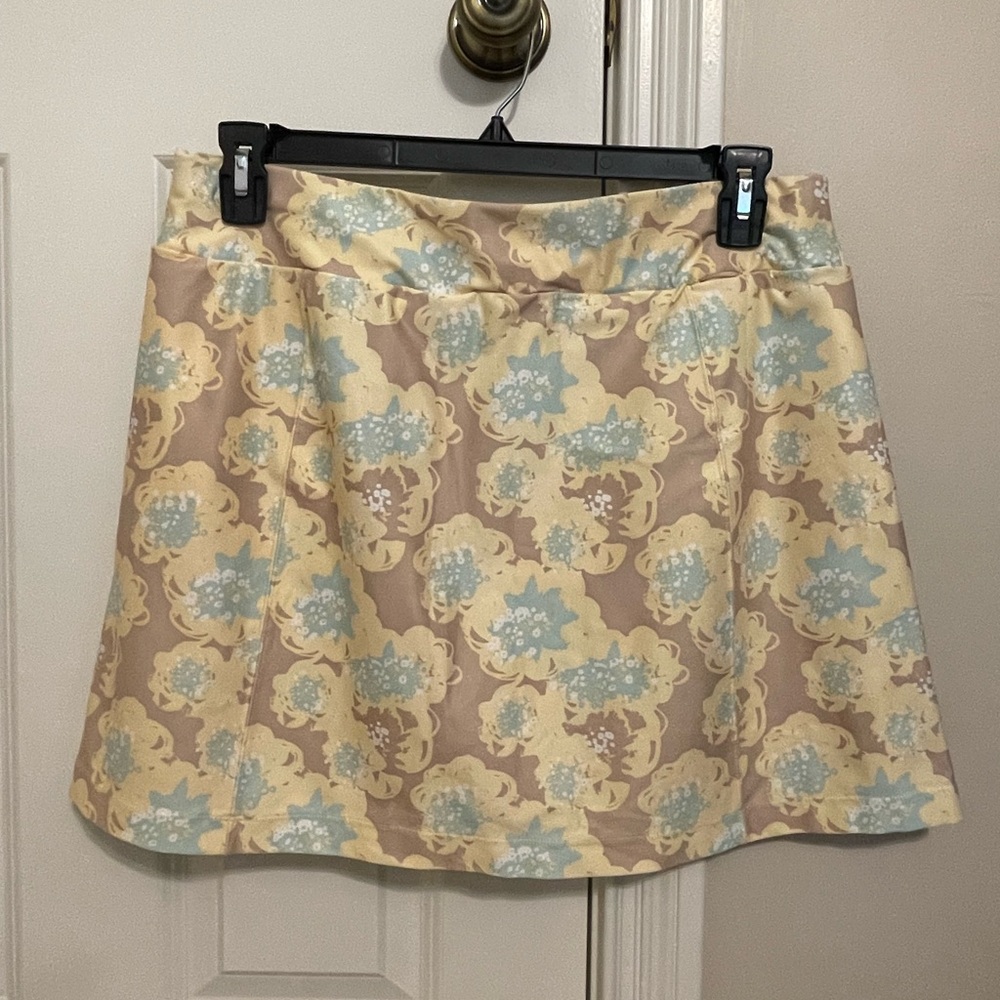 Nike Golf Floral Patterned Skirt - Soft Yellow, Khaki, and Blue Green